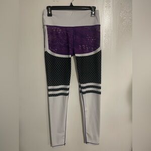 Leggings, purple black and white, size L